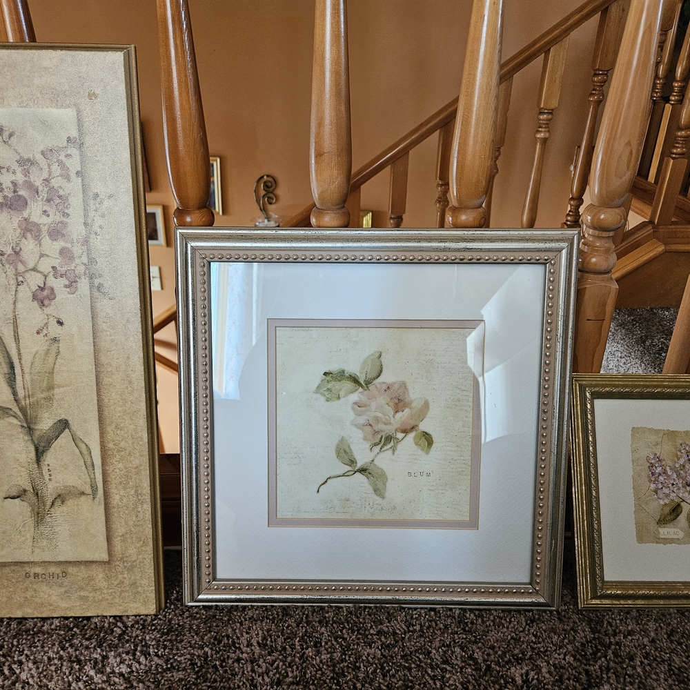 Lot of Three Cheri Blum Wall Art Framed Floral Pictures